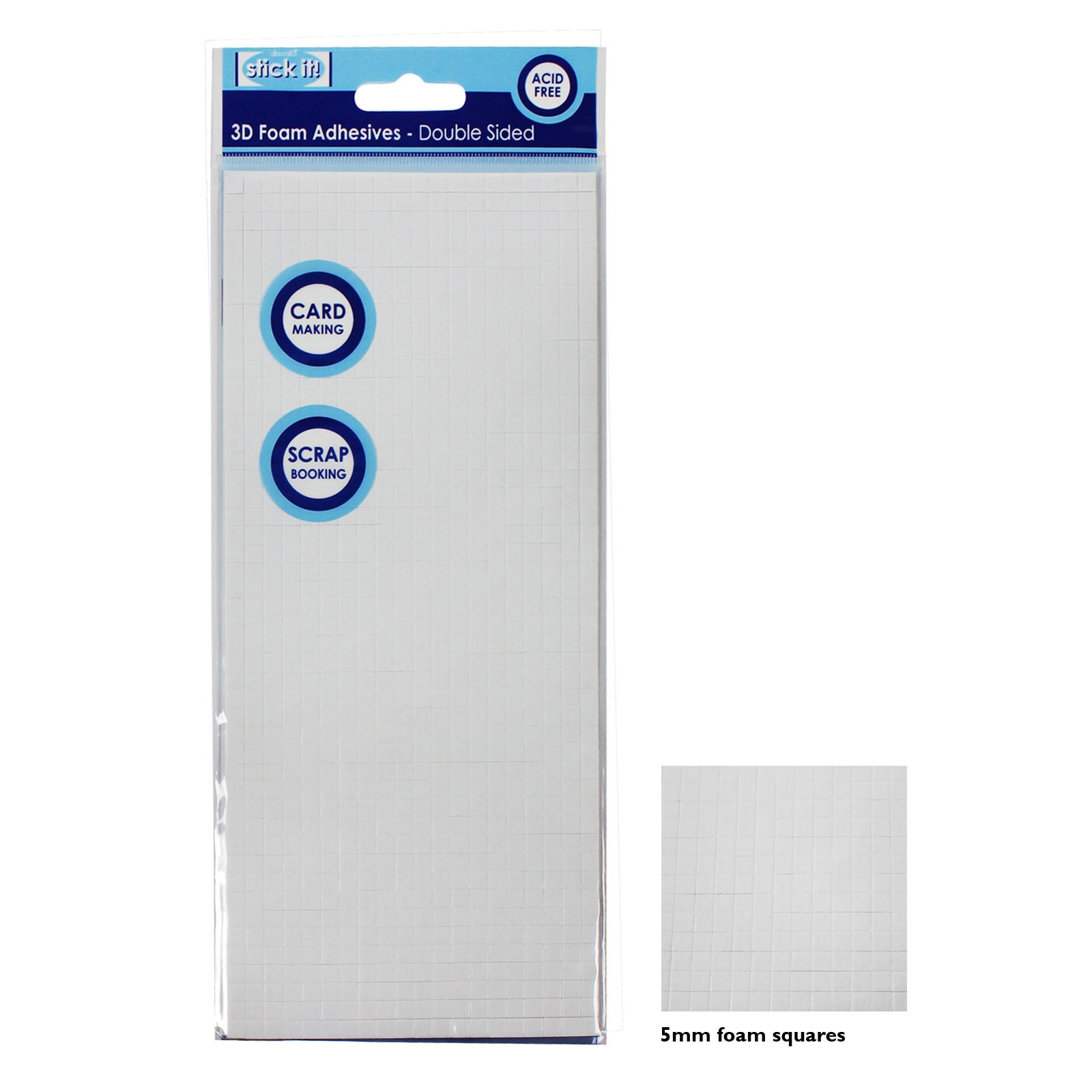 5x5mm Double Sided Adhesive Pads - White 2mm pack of 3