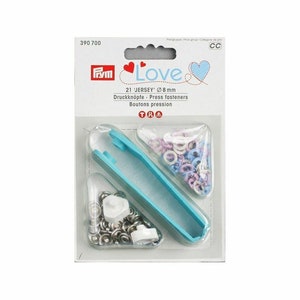 Prym Love Brass Press Stud Fastners Pink/lightblue/pearl 8mm(prym-fst-8)