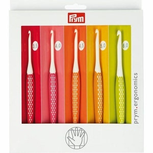 Prym.ergonomics 5-piece Non-fatigue Wool Crochet Hook Set In Sizes 3.5 - 6.0mm(prym-hkset-356)