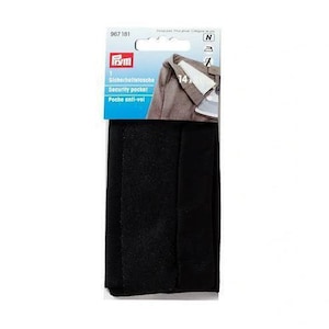 Prym 17 x 14 cm poche de sécurité avec fermeture éclair, noir x 5(prym-967181)