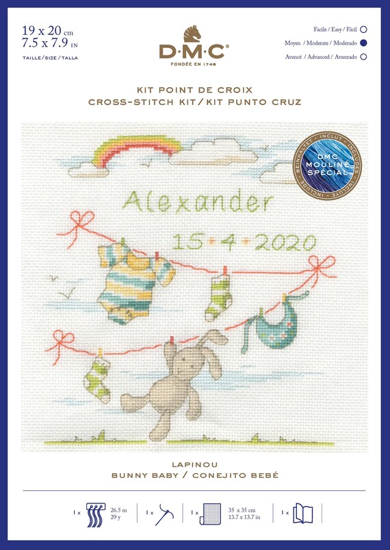 New Baby Boy or Girl Customisable Cross Stitch PATTERN or KIT 