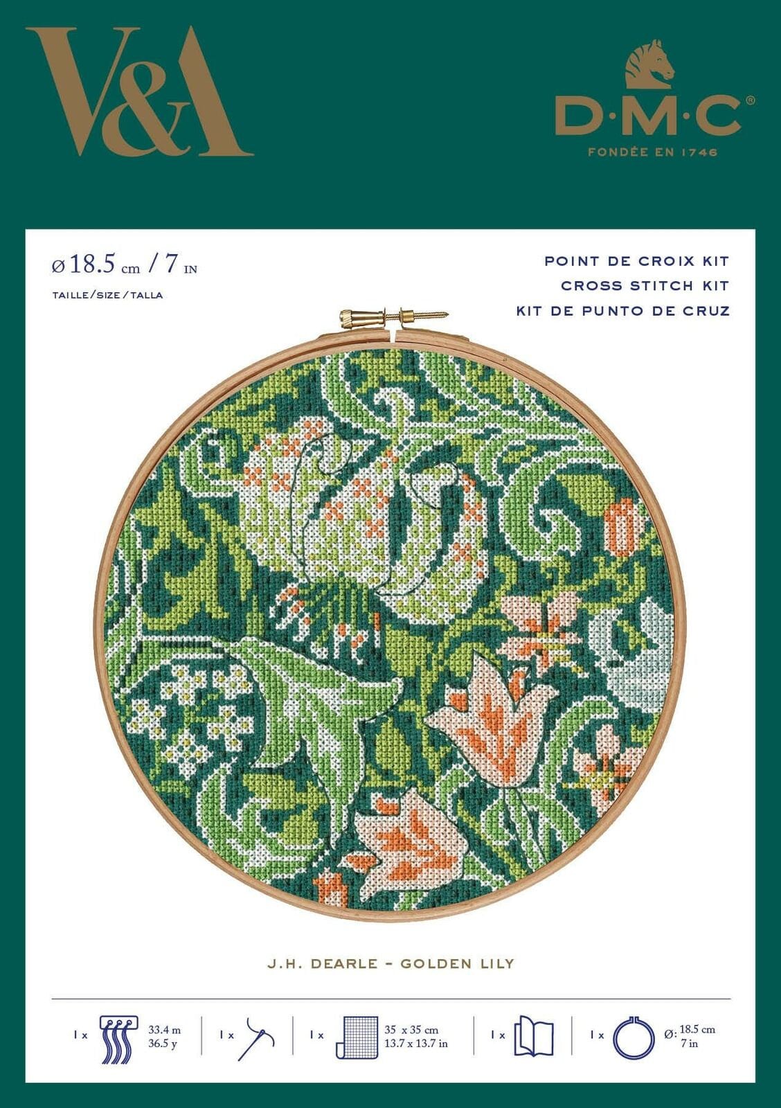 DMC クロスステッチキット V&A 博物館 - ウィリアム・モリス・アンド・カンパニー ゴールデン・リリー