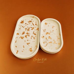 Bandejas ovais de gesso, bandejas para bijuterias, feitas à mão, decorativas