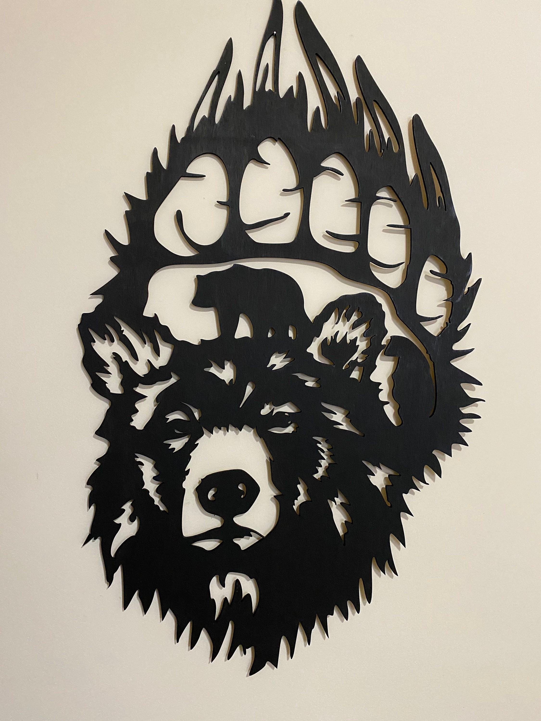 Wooden Bear Paw Wall Hanging Etsy