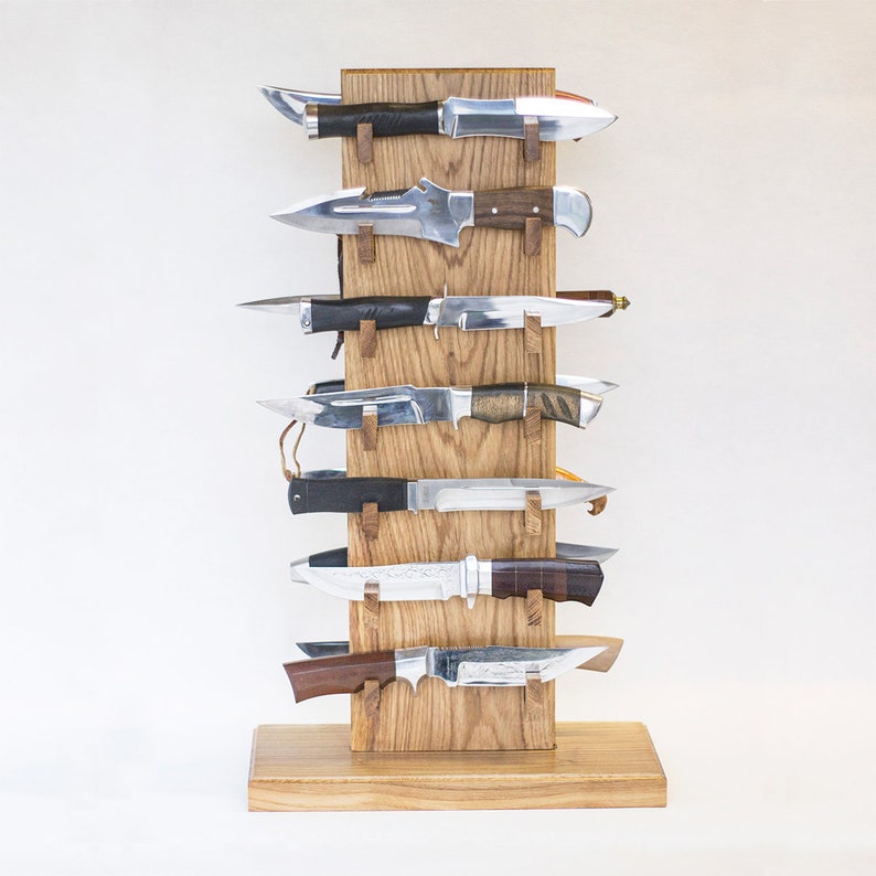 Wooden double sided knife display stand for 14 knives Etsy