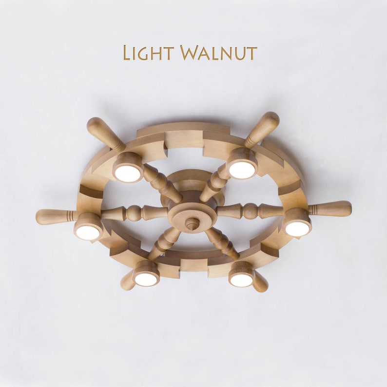 Marine style Led ceiling light wooden steering wheel light Etsy