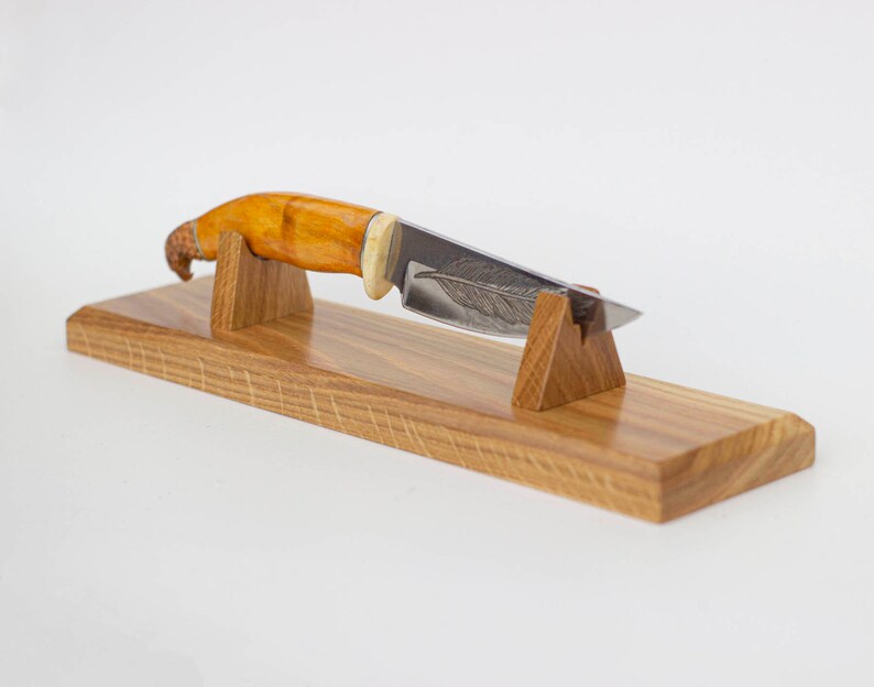 Universal knife holder display stand made of oak wood Etsy