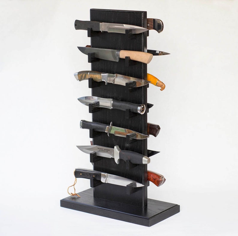 Wooden double sided knife display stand for 14 knives Etsy
