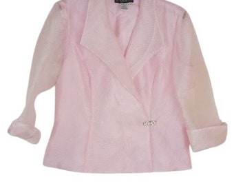 Vintage Alex Evenings Womens Jacket Blazer Pink Chiffon  Formal XL