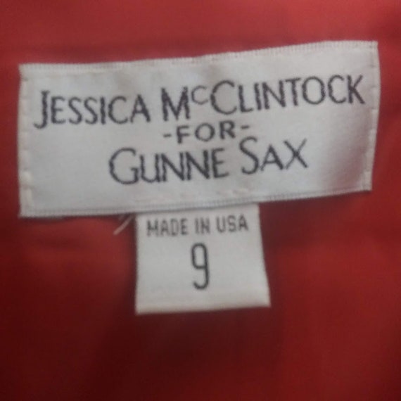 Vintage 80s Jessica McClintock Gunne Sax Red Sati… - image 4