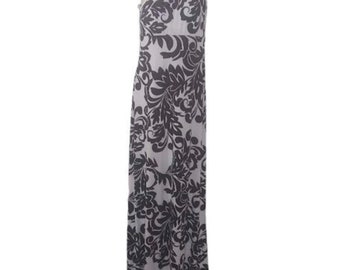 Vintage Cache Black White Floral One Shoulder Maxi Dress Size M