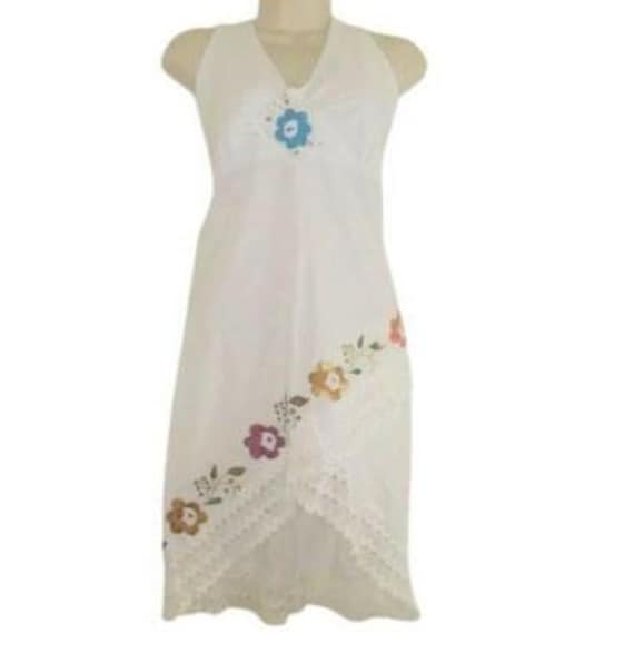 Vintage 1970s Womens Handmade Floral Embroidered … - image 1