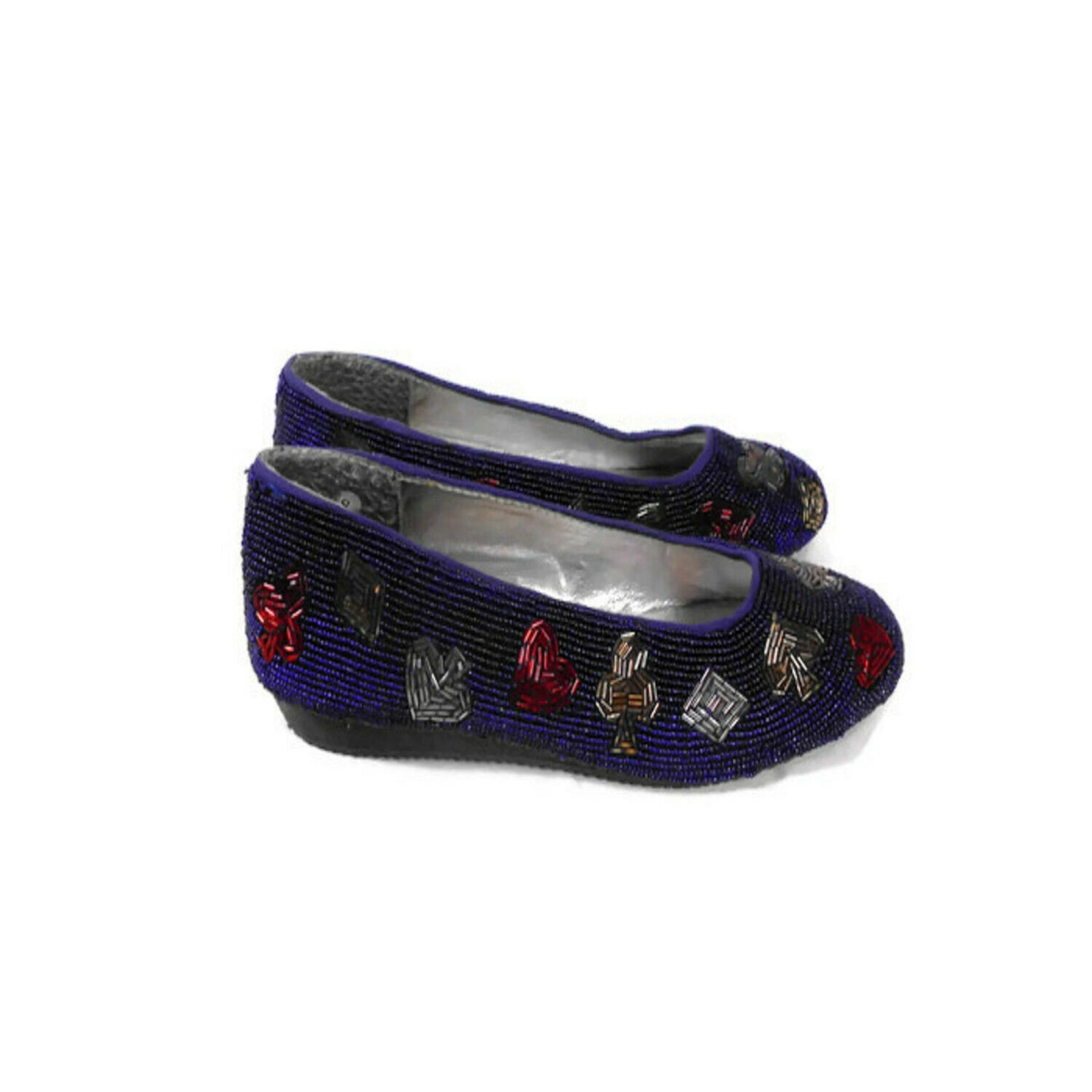 1992 beaded card suit ballet flats colorworks