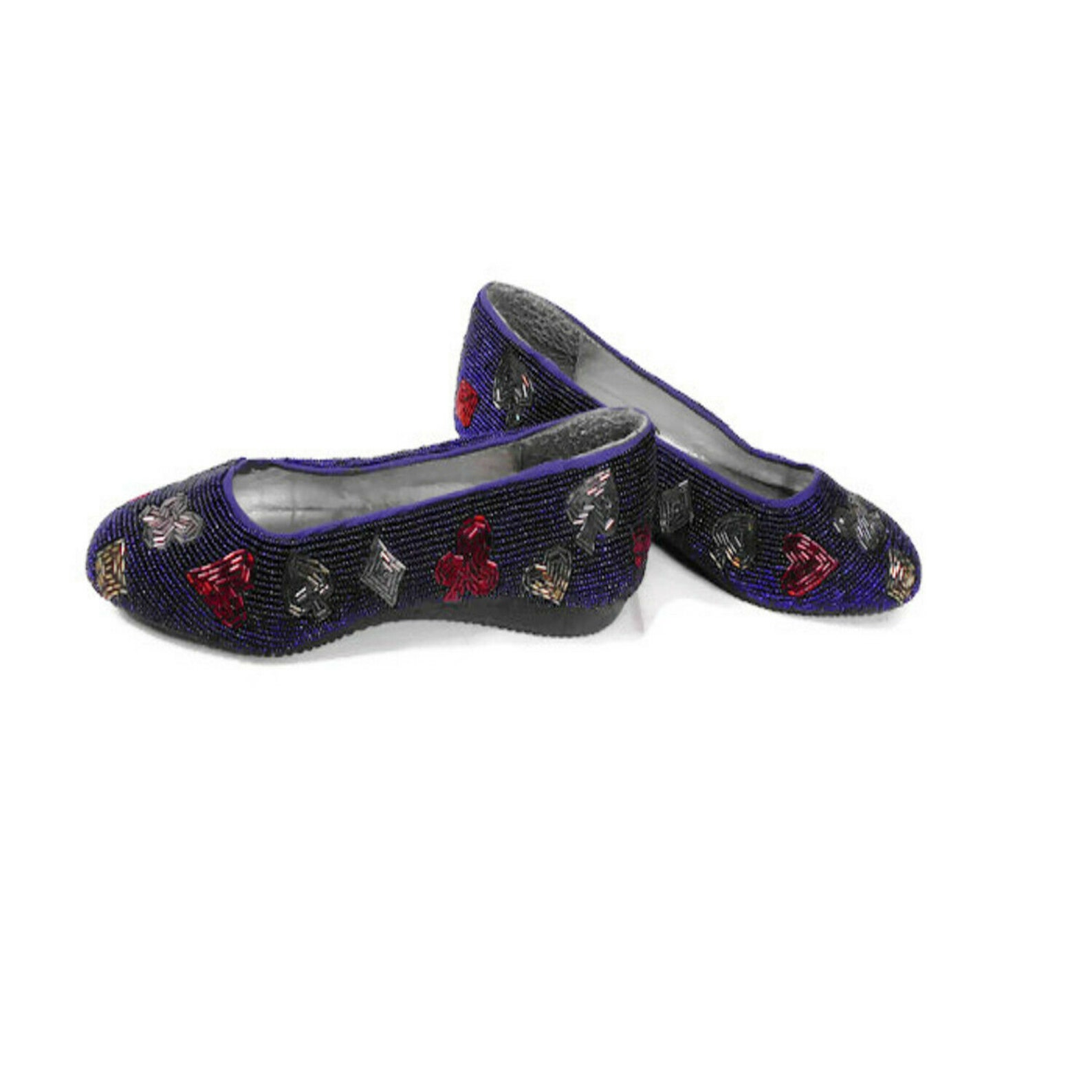 1992 beaded card suit ballet flats colorworks