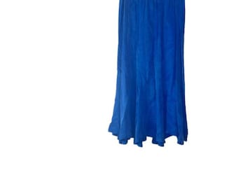 Falda larga vintage de corte A para mujer F.B. Fogg, seda azul suave, talla M
