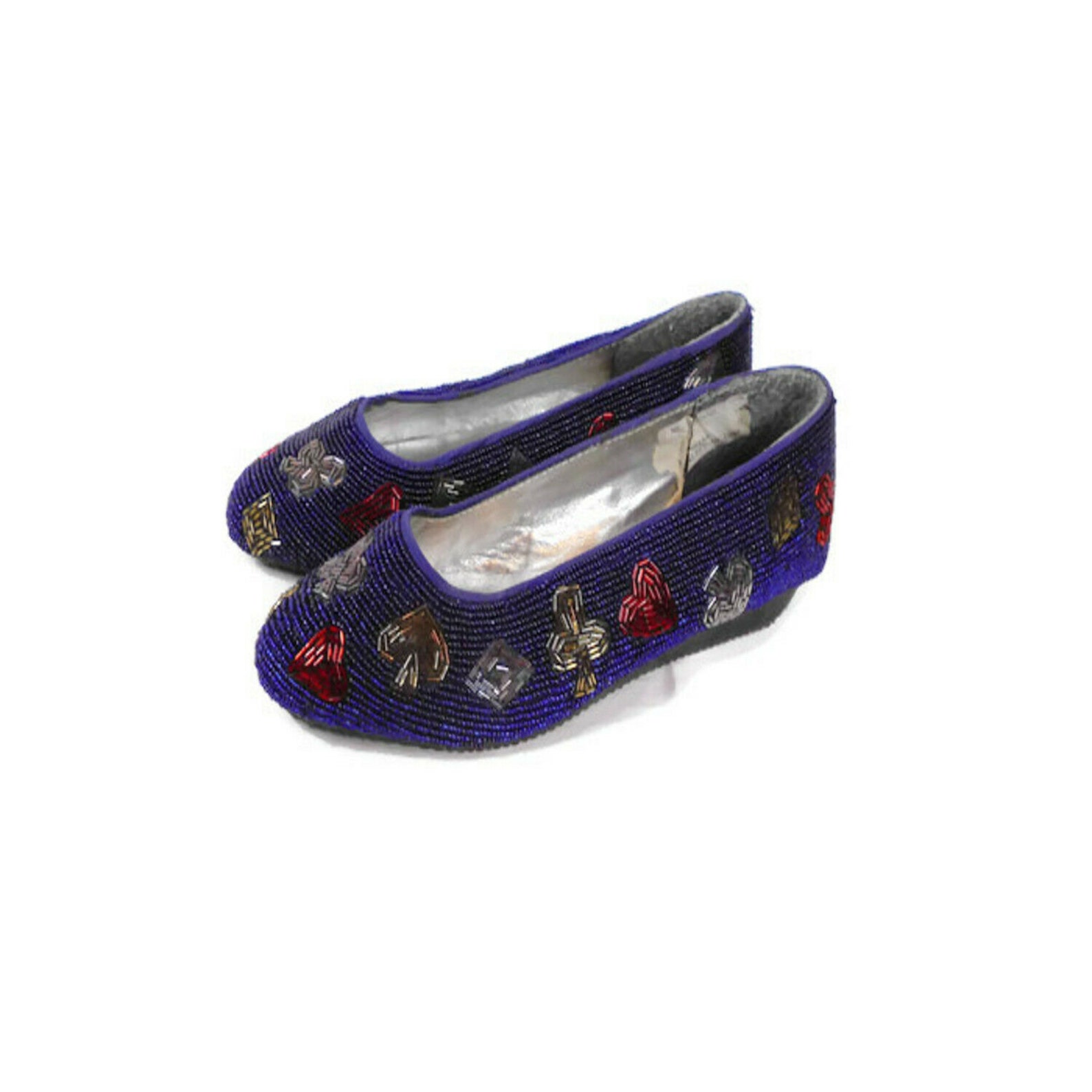 1992 beaded card suit ballet flats colorworks
