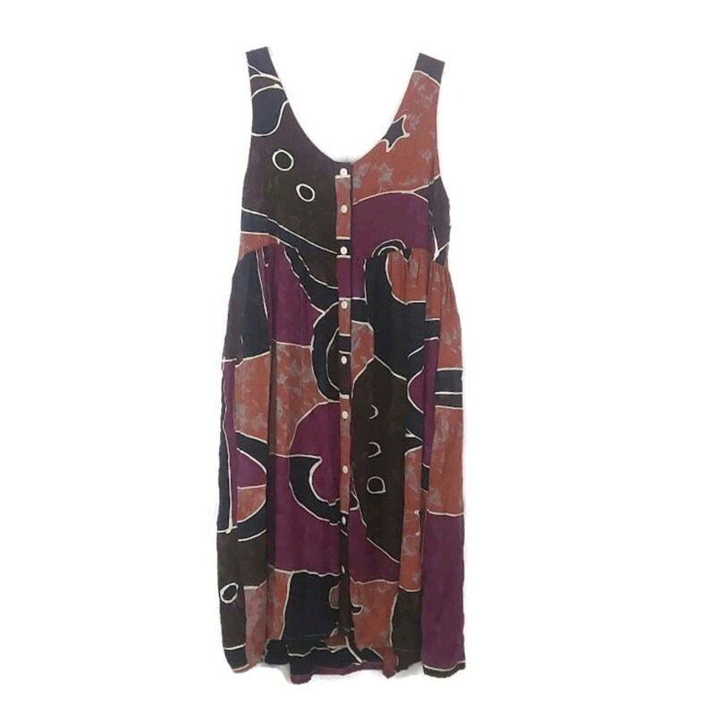 1980/'s A World Apart Print Pattern Button Front Midi Dress Women/'s Plus Size 2X