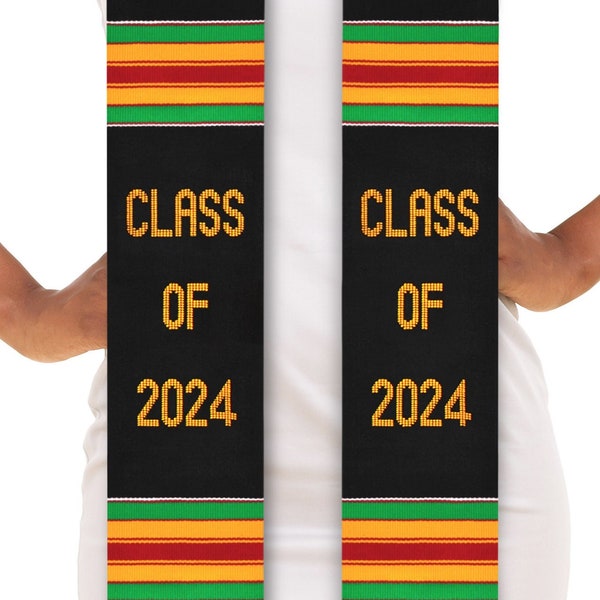 Class of 2024 Authentic Kente Cloth Graduation Stole Sash Kinte Stoll