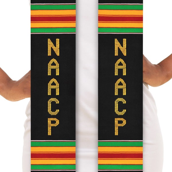 NAACP Authentic Handwoven Kente Cloth Graduation Stole Sash Kinte Stoll