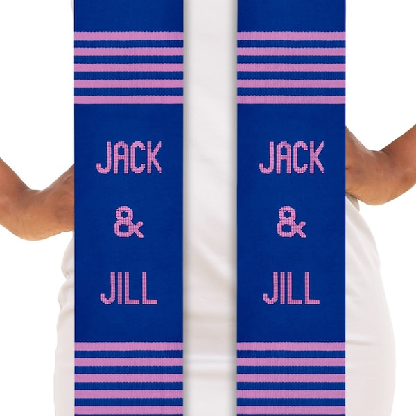 Jack & Jill Authentic Handwoven Kente Cloth Graduation Stole Sash (Blue)