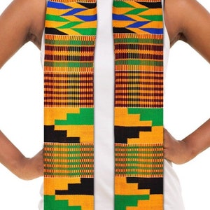 Traditional Multicolor Double Weave Authentic Kente Cloth Scarf Sash Handmade African Art Fashion and Gifts