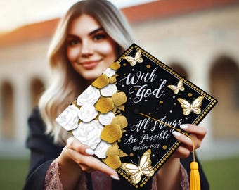 With God, All Things Are Possible Graduation Cap Topper