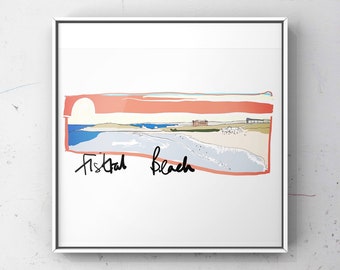 Fistral Beach, Newquay, Cornwall, Surfing, Kernow, Sea, Sun, Memento, Digital Print, Made in the UK, Print