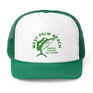 Gorra de camionero vintage de diseño retro de West Palm Beach, Florida, reproducción de póster de vacaciones de los años 50, gorra de béisbol para papá, regalo del Día del Padre