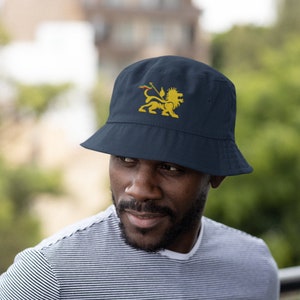 Lion of Judah Embroidery Bucket Hat - Embroidered Jamaica, Ethiopia African Themed Hat