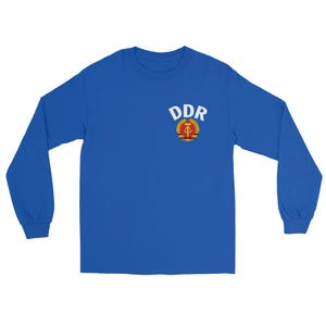 East Germany German Men’s Long Sleeve Shirt Football Shirt, Retro, Classic Old Fashioned Styling In This 1974 World Cup Soccer Jersey