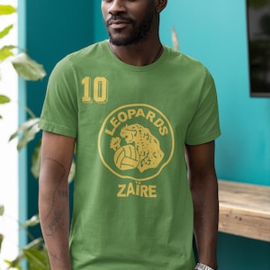 Retro Zaire 1974 World Cup Soccer Style Shirt With Number 10 Printed On Right Chest. World Cup In Germany Souvenir TShirt S-4XL