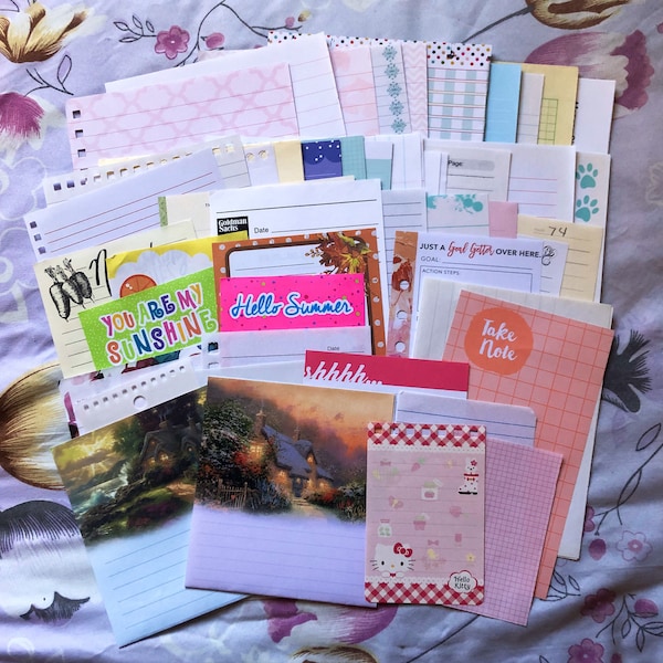 lined ledgar paper variety pack - assorted paper destash - scrapbook and junk journal supplies