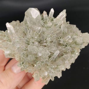 100% Transparent Quartz with Green Chlorite from Djurkovo mine, Laki, Bulgaria, Crystal, Rock, Mineral, collection, NA35