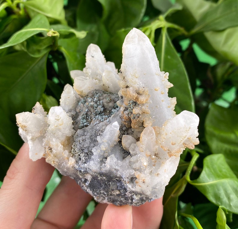 gift Natural Mineral gem collection Crystal Gorgeous Quartz with Calcite and Dolomite from Madan Bulgaria stone N3442