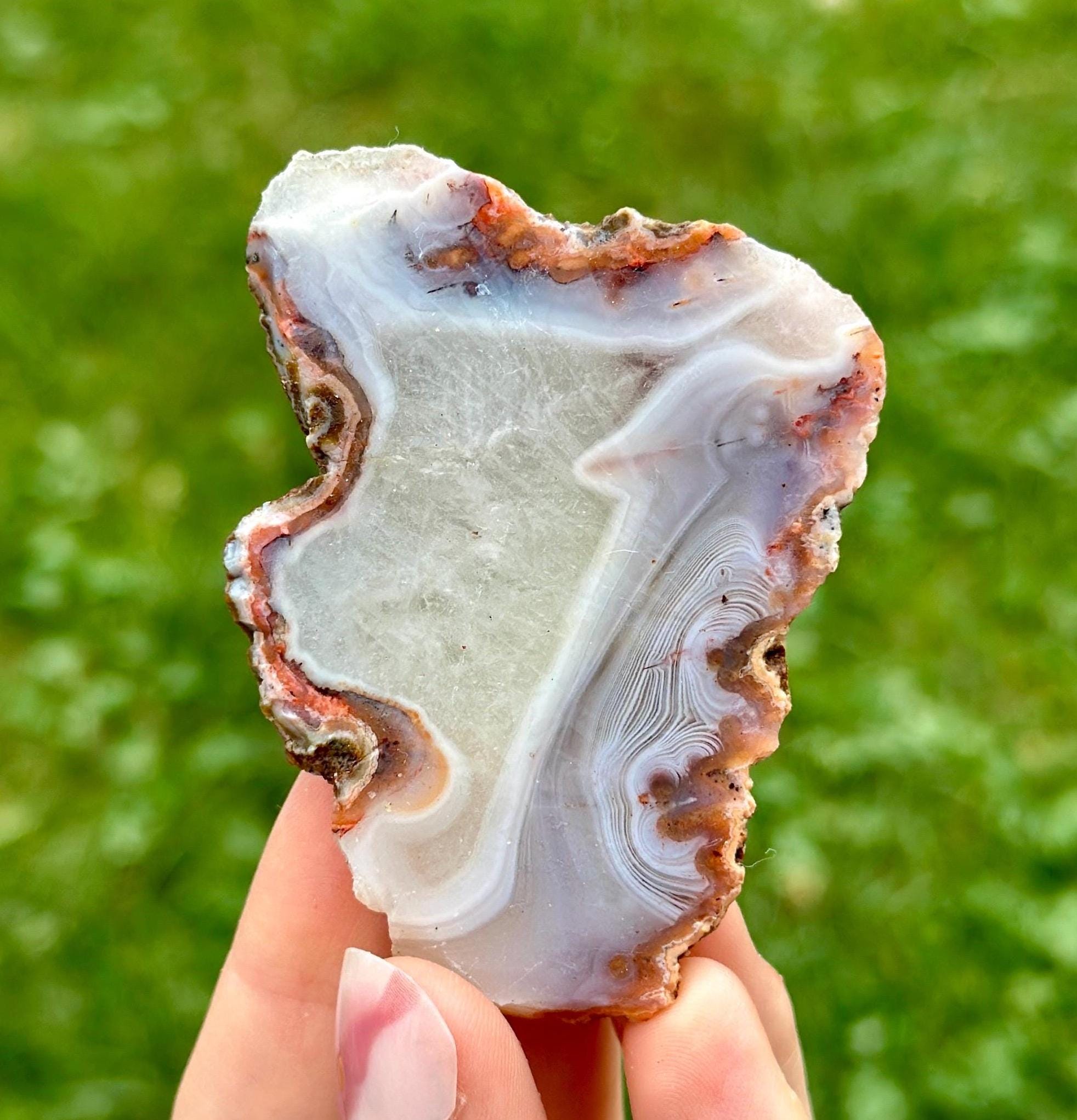 Agate Slices, Unpolished Agate From Morocco, Slice Mineral