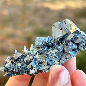 Lustrous Galena with Quartz, Chlorite, Pyrite -  Madan, Bulgaria, Rare Morphology, Crystal, mineral, stone, collection, N1675