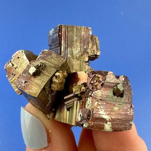 Pyrit bedeckt mit Hämatit - Krushev dol Mine, Madan Bulgarien, Mineral, Kristall, Sammlung, Geschenk, Regenbogenstein, N9822