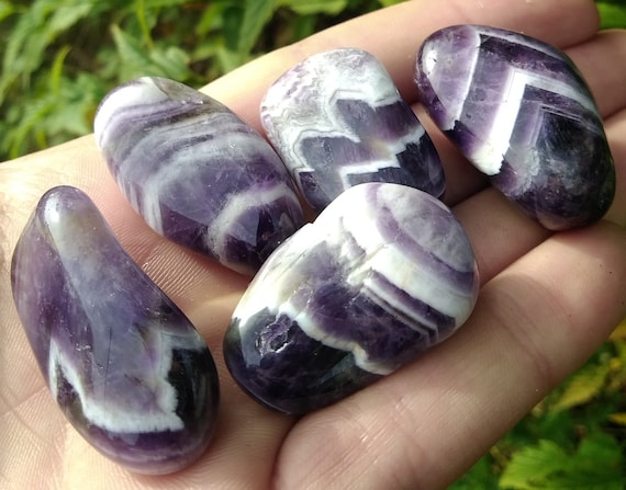 Large Oval Chevron Amethyst Tumbles Large Oval Chevron Amethyst Tumbles
