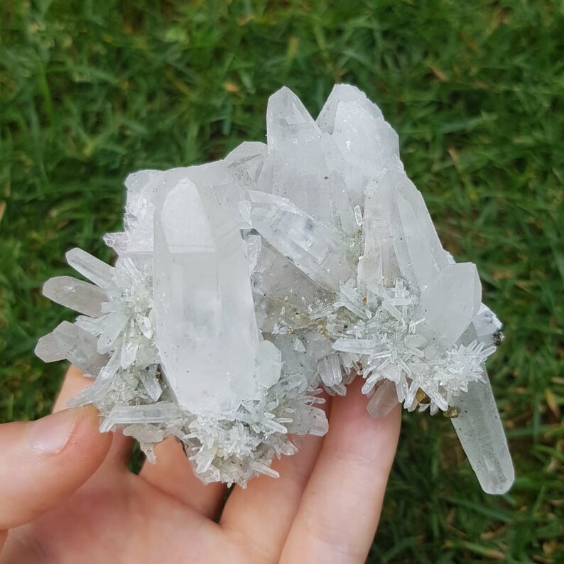 Gorgeous Transparent Quartz with inclusions and Pyrite from Bulgaria,Madan,Krushev dol mine N2949 Natural Mineral Crystal,gemcollection