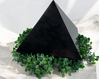 Shungite , 25 cm Pyramid of rare amazing stone Shungite,geopathic stress protection for your home , Black Shungite, Black Mineral