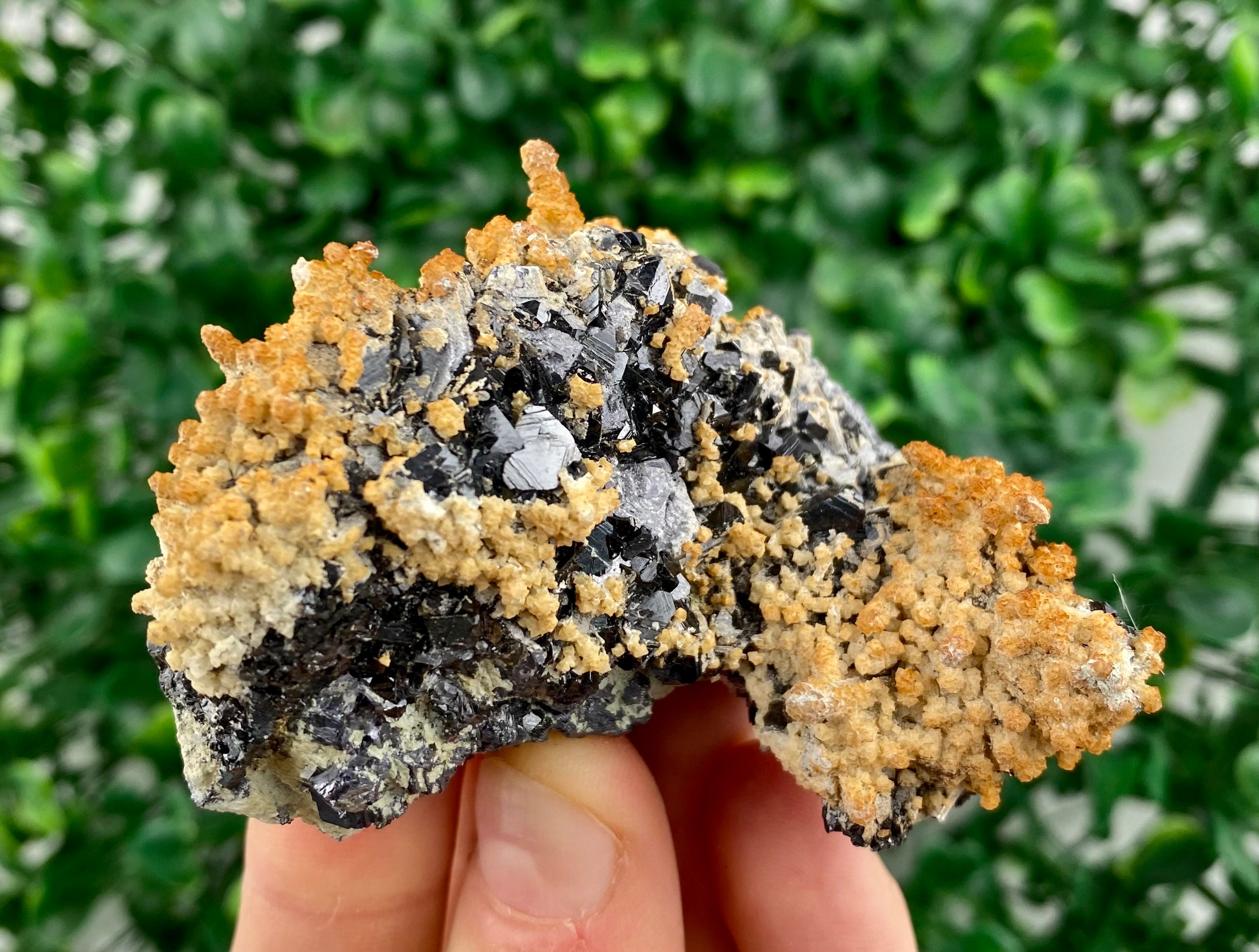 Amazing Quartz with Orange Calcite, Galena and Sphalerite - Krushev dol mine, Bulgaria, Mineral, Crystal top collection, healing stone,N8257