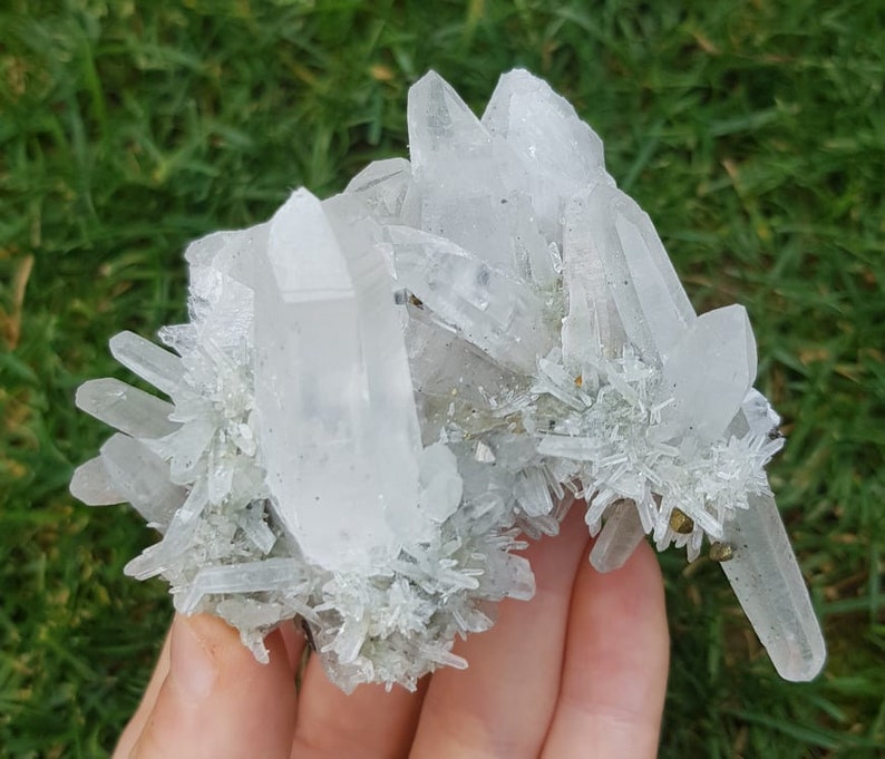 Gorgeous Transparent Quartz with inclusions and Pyrite from Bulgaria,Madan,Krushev dol mine N2949 Natural Mineral Crystal,gemcollection