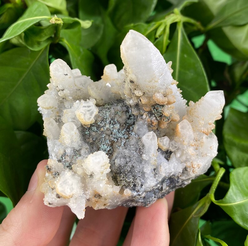 gift Natural Mineral gem collection Crystal Gorgeous Quartz with Calcite and Dolomite from Madan Bulgaria stone N3442