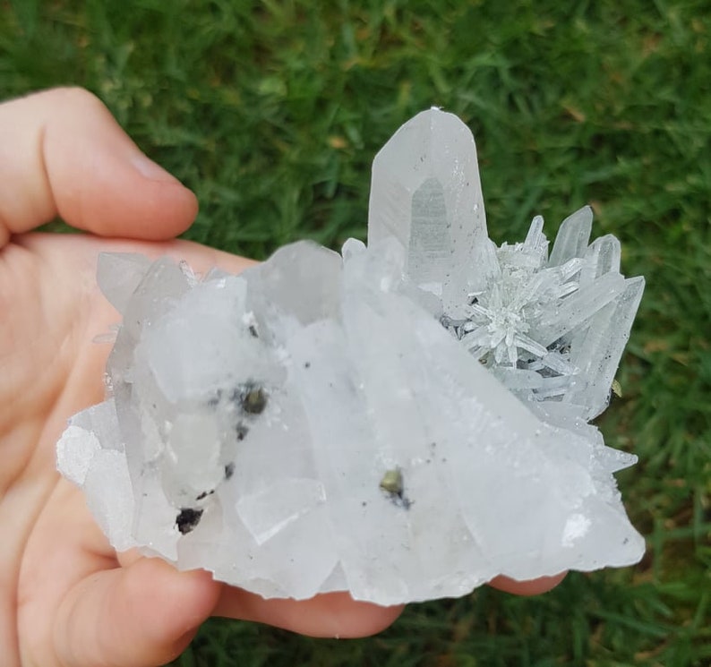 Gorgeous Transparent Quartz with inclusions and Pyrite from Bulgaria,Madan,Krushev dol mine N2949 Natural Mineral Crystal,gemcollection