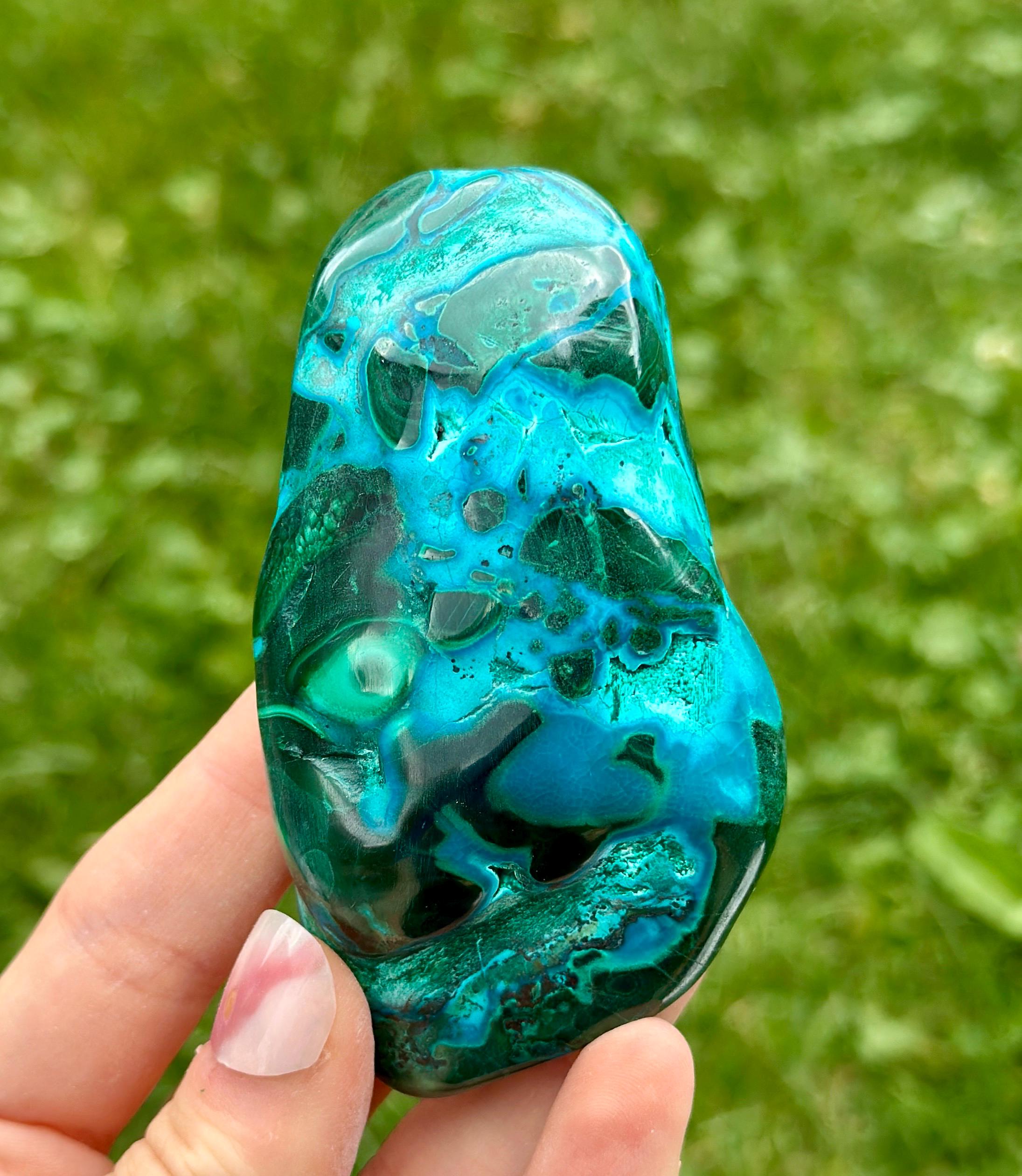 Chrysocollaページ Amazing Malachite With Chrysocolla , Malachite Polished Stone