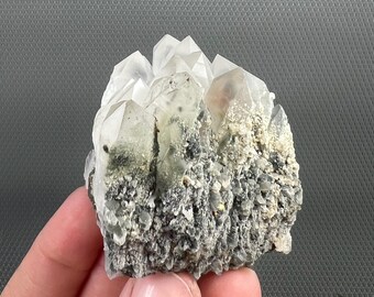 ブルガリア、ラキ、ジュルコヴォ鉱山産、緑泥石被覆のグリーンクォーツ