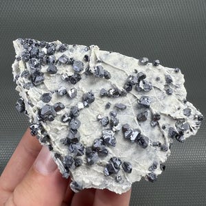 Mirror Galena on Calcite - Krushev dol mine, Madan, Bulgaria, Mineral, Crystal top collection, NA1816