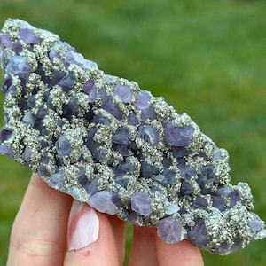Beautiful Amethyst Crystal covered with Pyrite from Chala mine, Haskovo,  Bulgaria Purple,Deep Purple ,Phantom,Bulgarian Amethyst, N1103