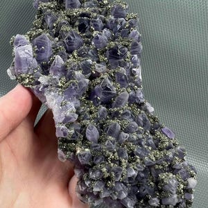 Lovely Large Amethyst with Shiny Pyrite from Chala mine, Haskovo, Bulgaria, Deep Purple, Mineral , Purple Crystal , Stone , Gift , NA1700