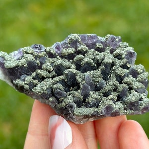 Beautiful Amethyst Crystal covered with Pyrite from Chala mine, Haskovo,  Bulgaria Purple,Deep Purple ,Phantom,Bulgarian Amethyst, N1098